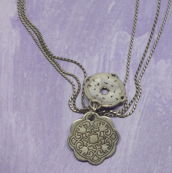 Brighton Silver Tone Charm Multi Strand Necklace - Picture 4 of 7